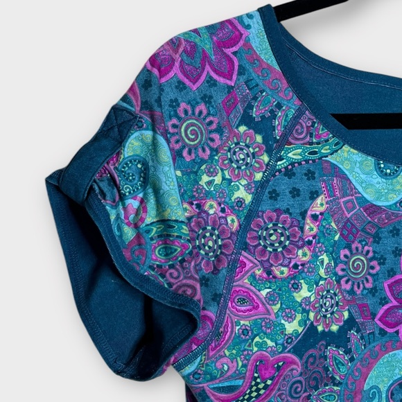 TITLE NINE Tech Athena Athletic Dress Floral Paisley Size Small Teal/Purple - Picture 2 of 6